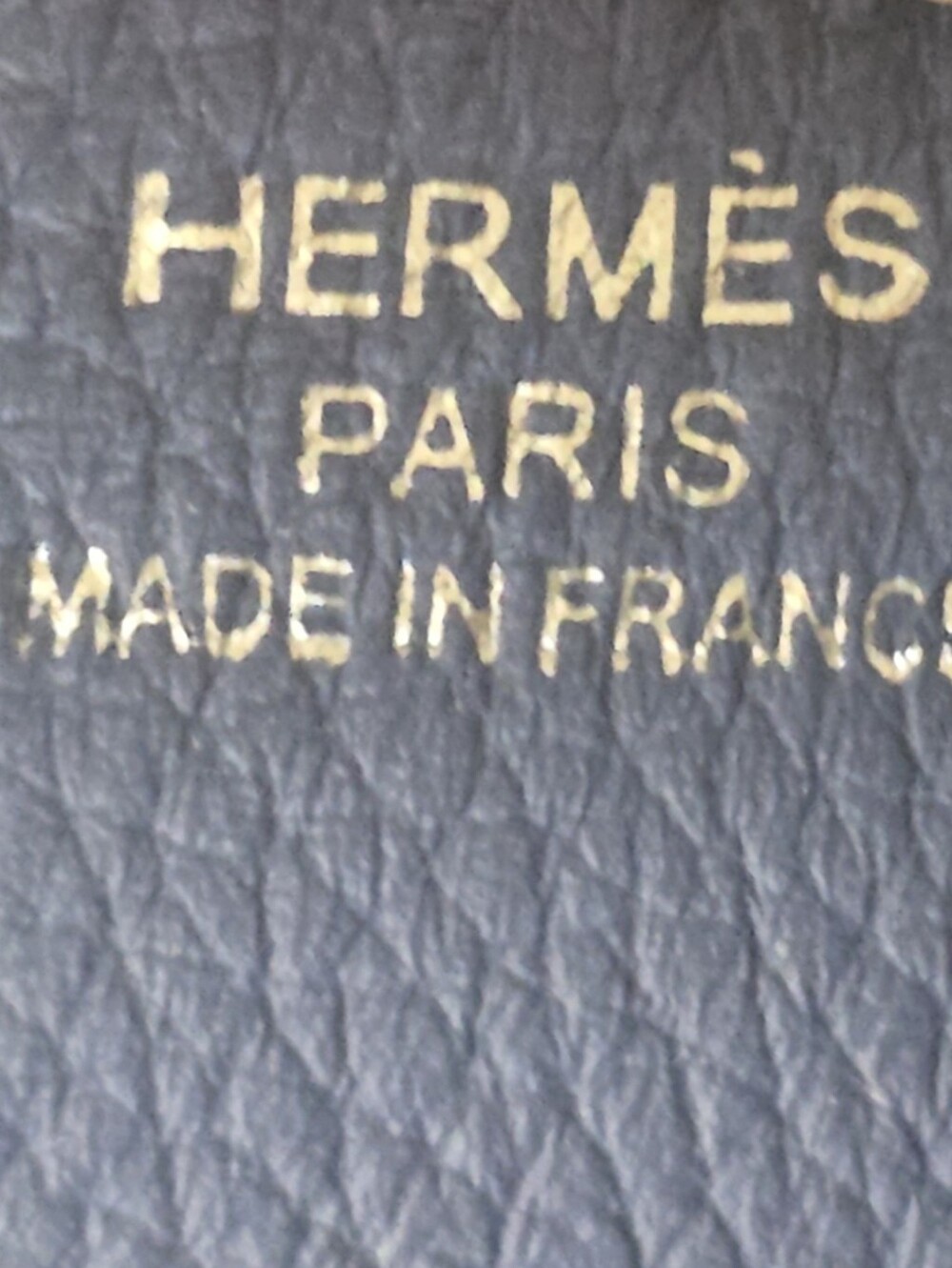 Hermes Navy Blue Leather Tote with Gold Stamping - Picture 1 of 7